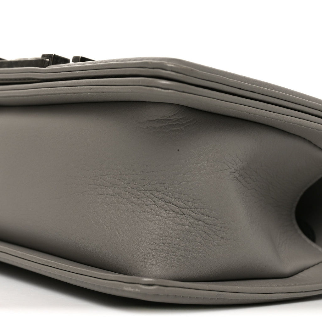 Calfskin Quilted Small Boy Flap Grey