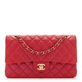 Iridescent Caviar Quilted Medium Double Flap Red