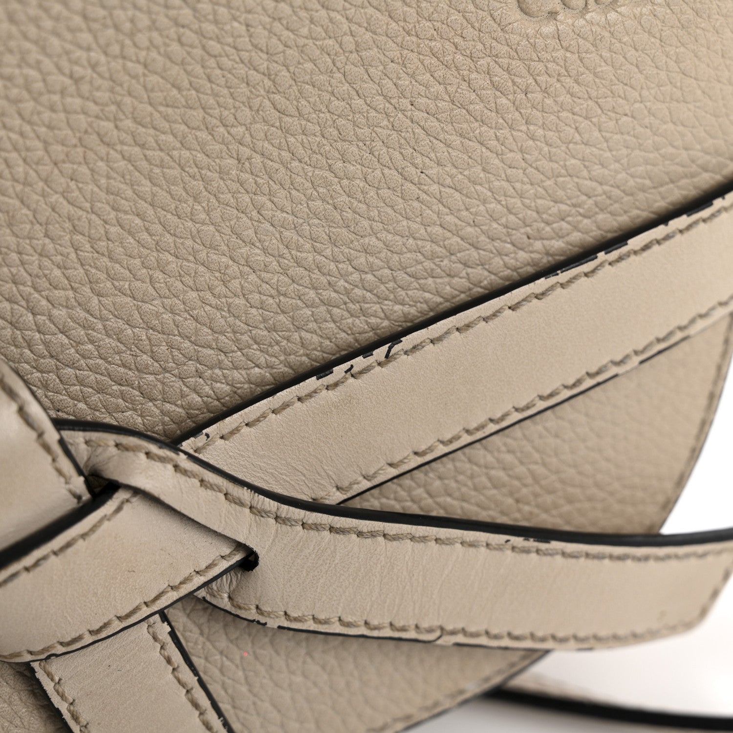 Grained Calfskin Mini Gate Crossbody Bag Light Oat