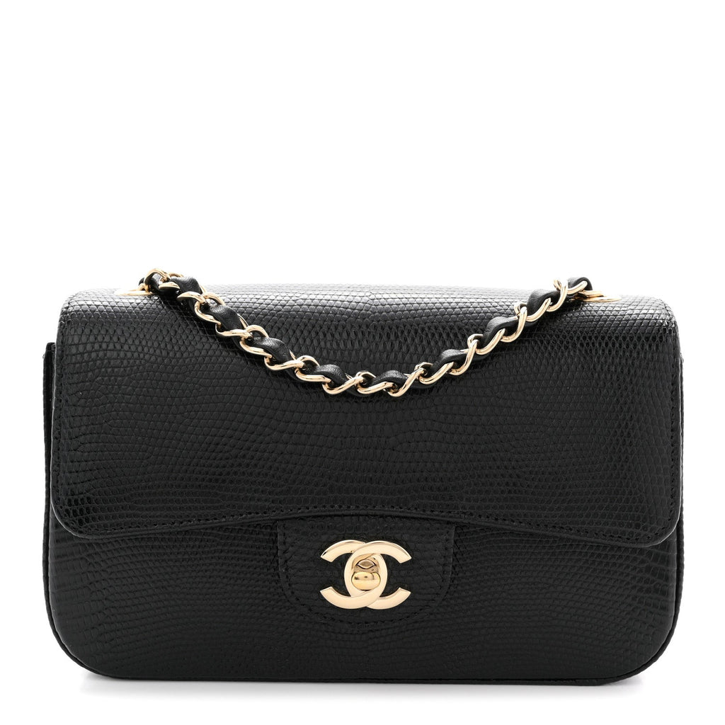 Lizard Mini Rectangular Flap Black