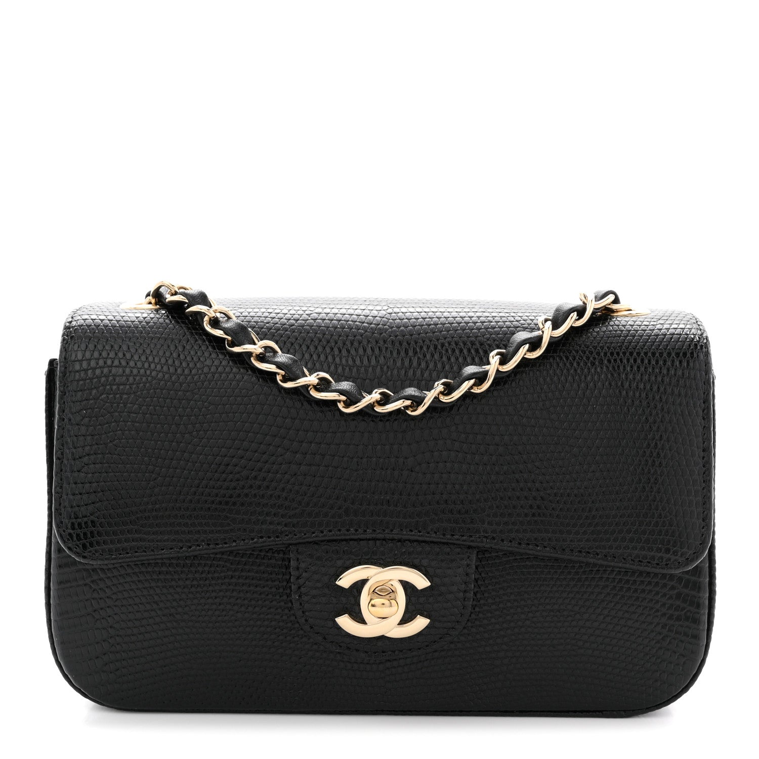 Lizard Mini Rectangular Flap Black