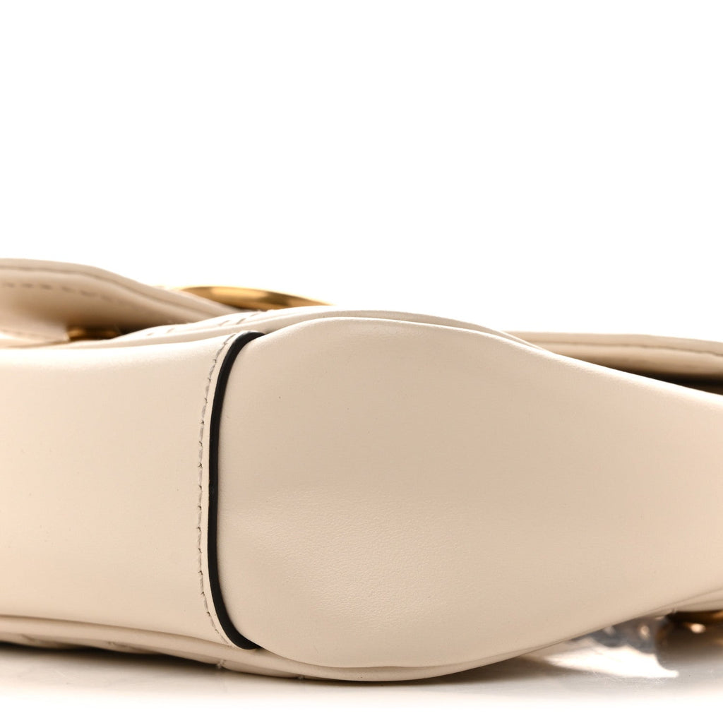 Calfskin Matelasse Mini GG Marmont Shoulder Bag White