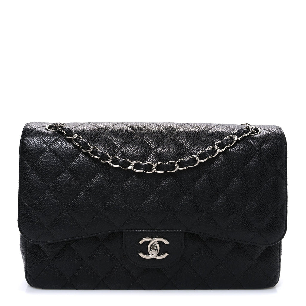 Caviar Quilted Jumbo Double Flap Black
