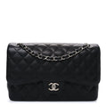 Caviar Quilted Jumbo Double Flap Black