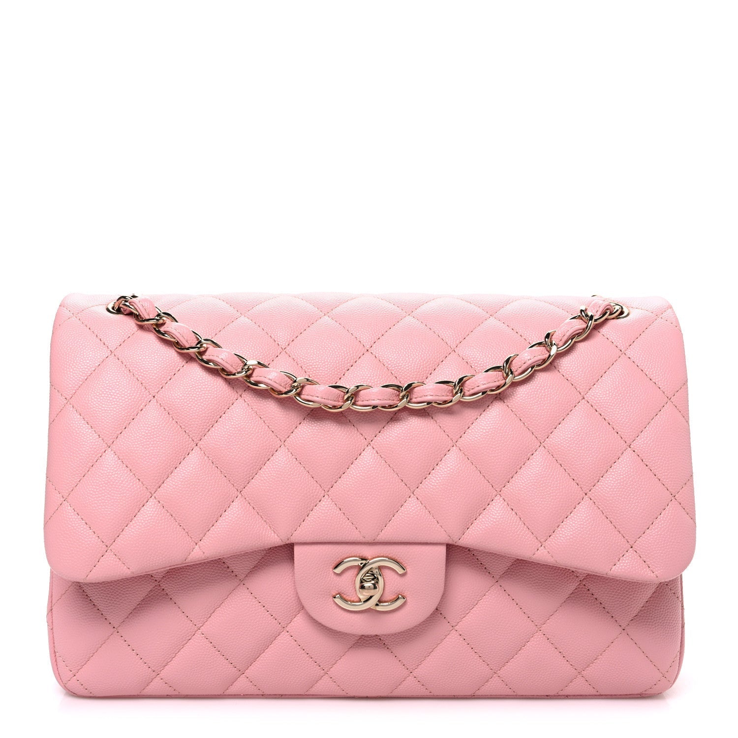 Caviar Quilted Jumbo Double Flap Pink