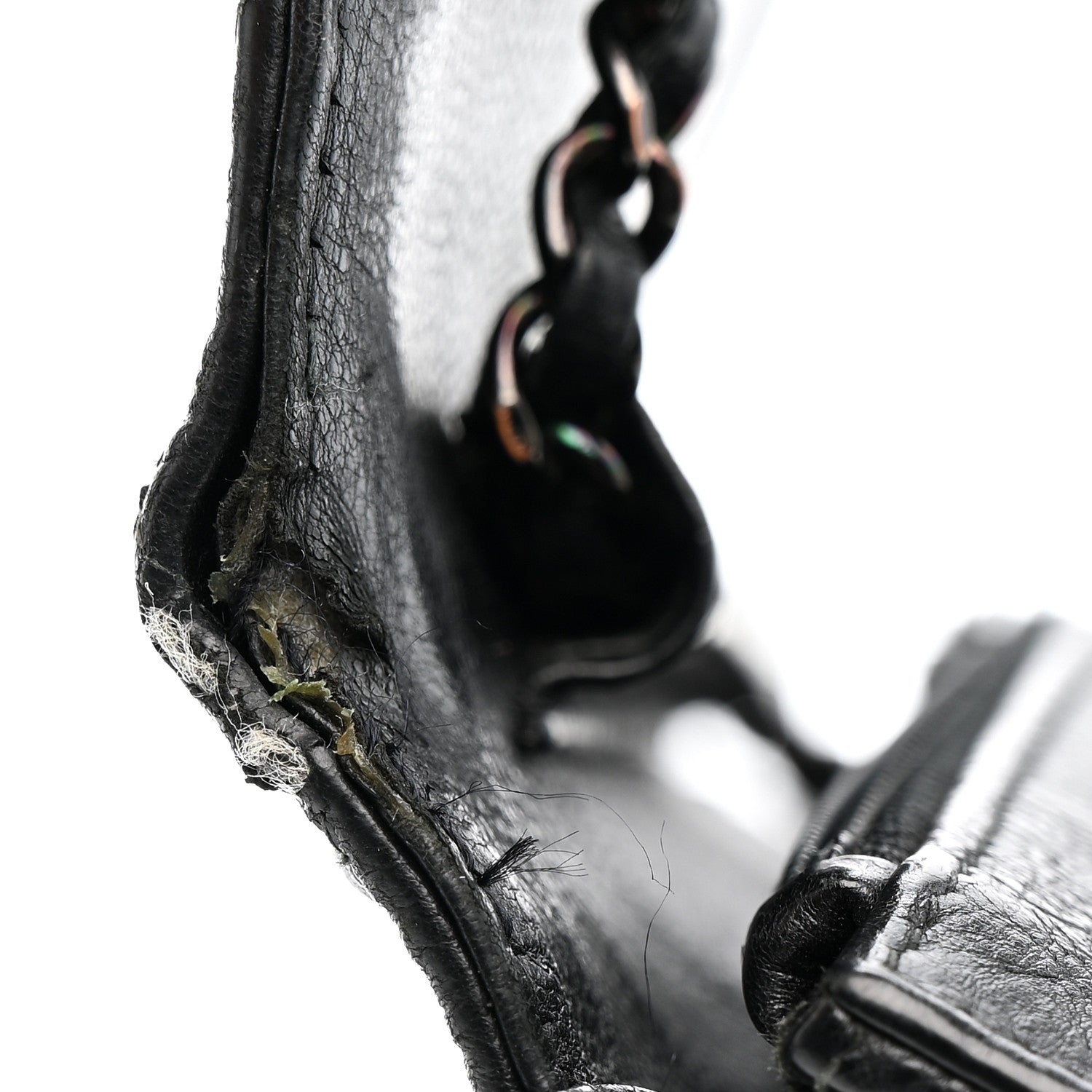 Crumpled Calfskin Quilted Wallet On Chain WOC So Black