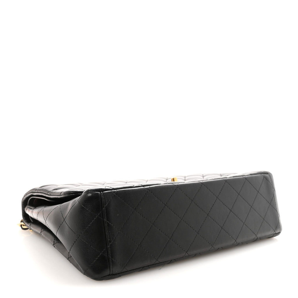 Lambskin Quilted Maxi Double Flap Black