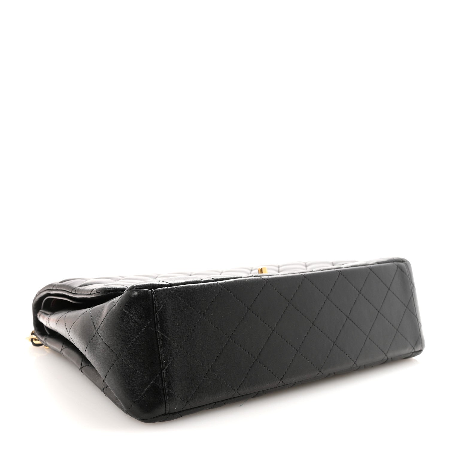 Lambskin Quilted Maxi Double Flap Black