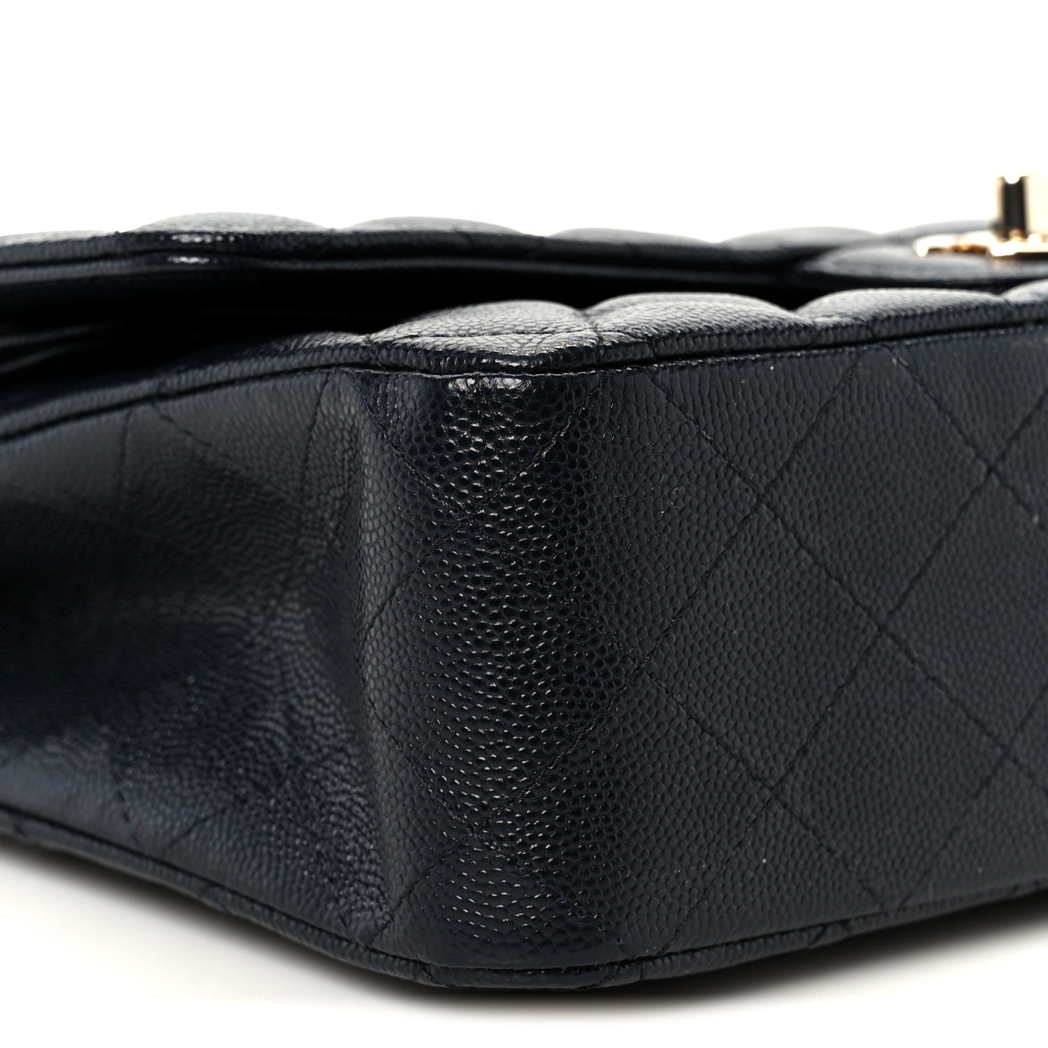 Caviar Quilted Medium Double Flap Navy