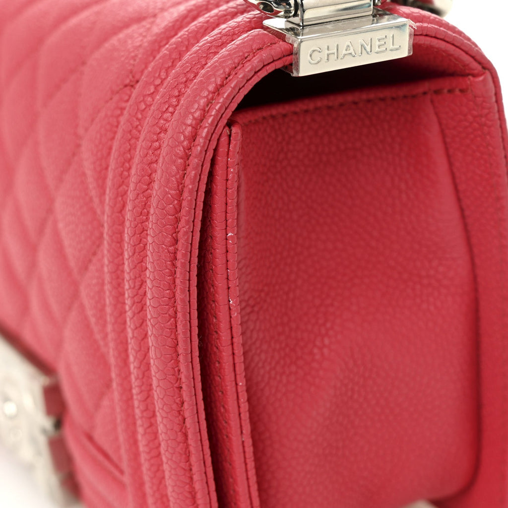 Caviar Quilted Small Boy Flap Red