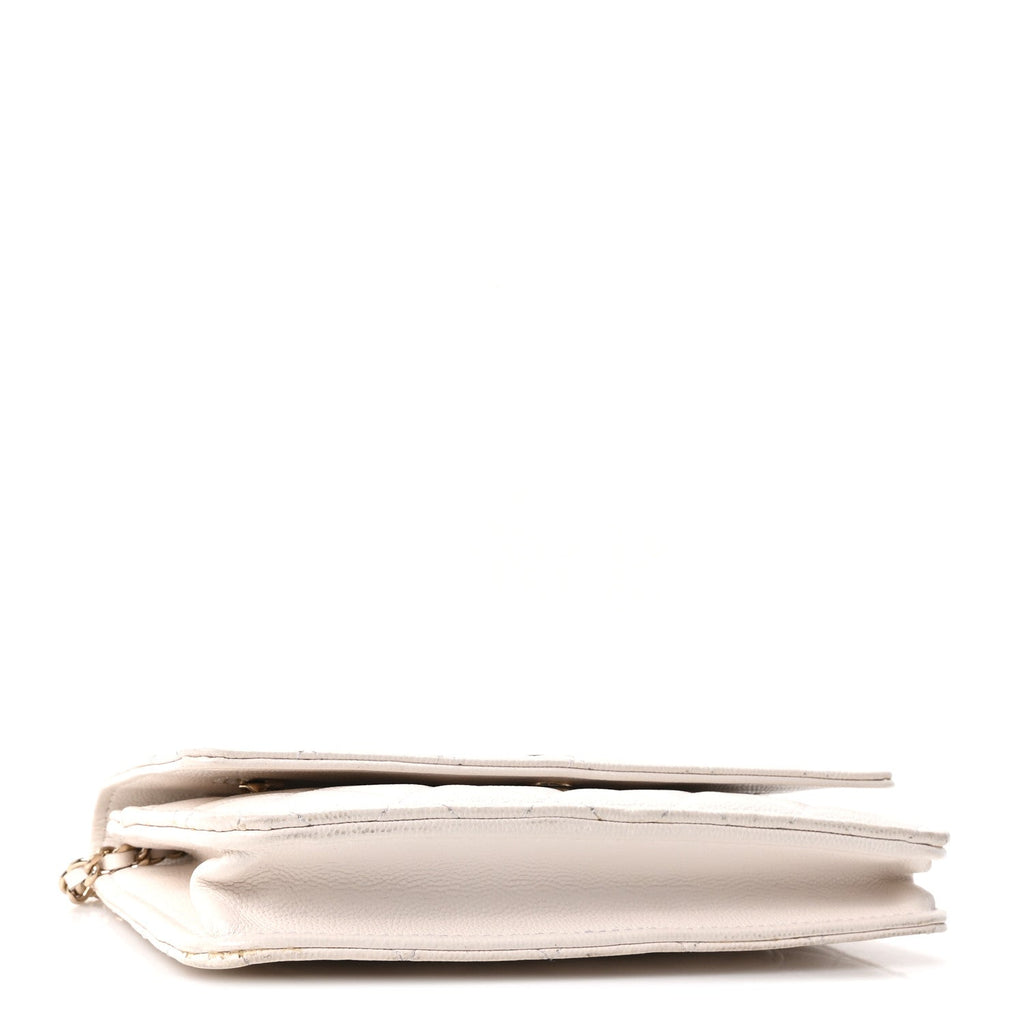 Caviar Quilted Wallet On Chain WOC White