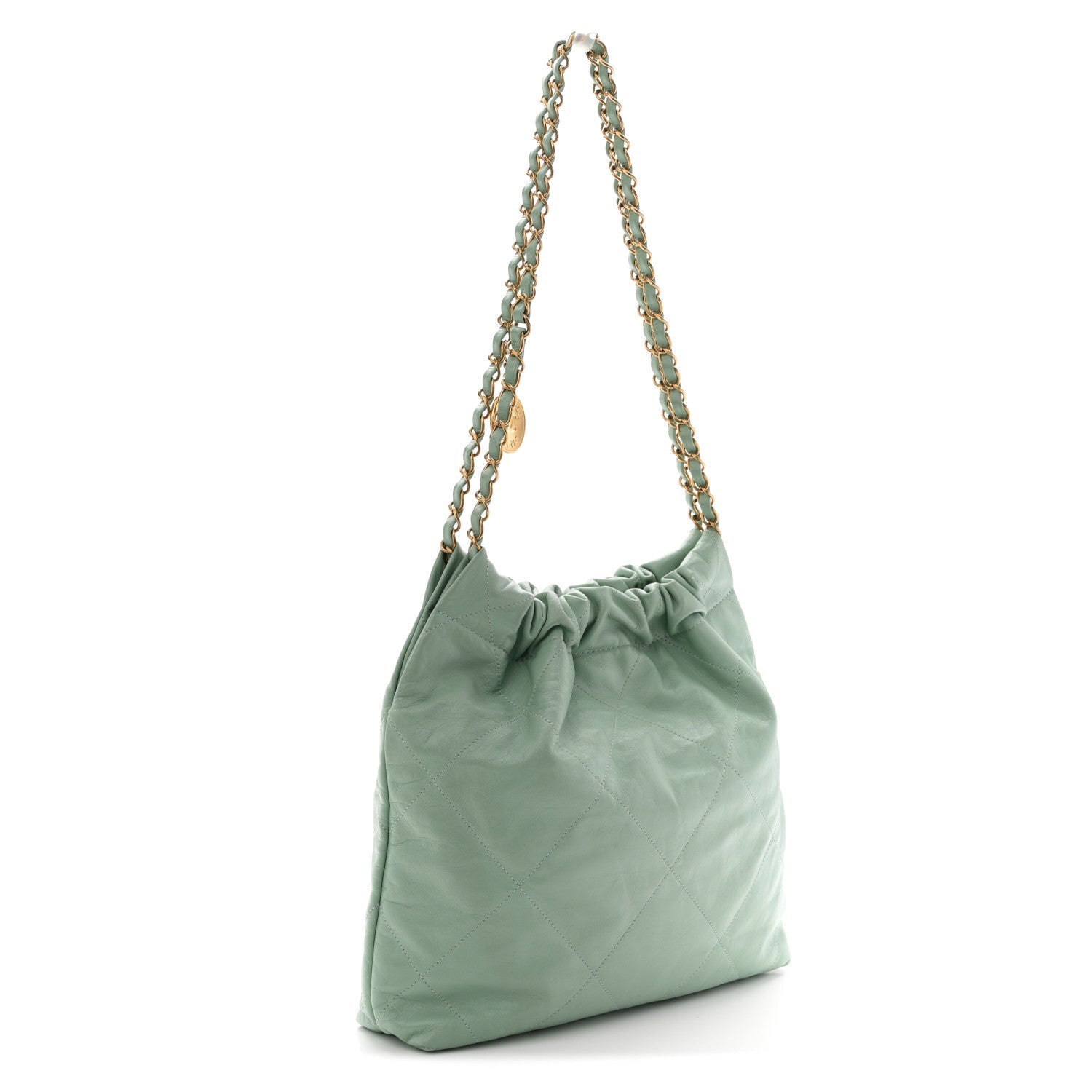 Shiny Calfskin Quilted Small Chanel 22 Light Green