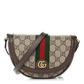 GG Supreme Monogram Textured Dollar Calfskin Web Mini Ophidia Flap Shoulder Bag Beige Ebony New Acero