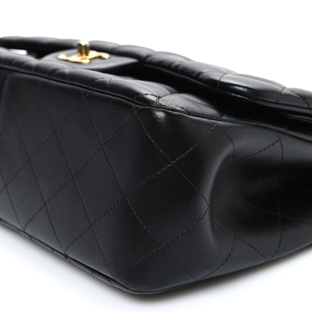 Lambskin Quilted Jumbo Double Flap Black