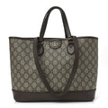 GG Supreme Monogram Textured Calfskin Small Ophidia Shoulder Tote Bag Beige Ebony New Acero