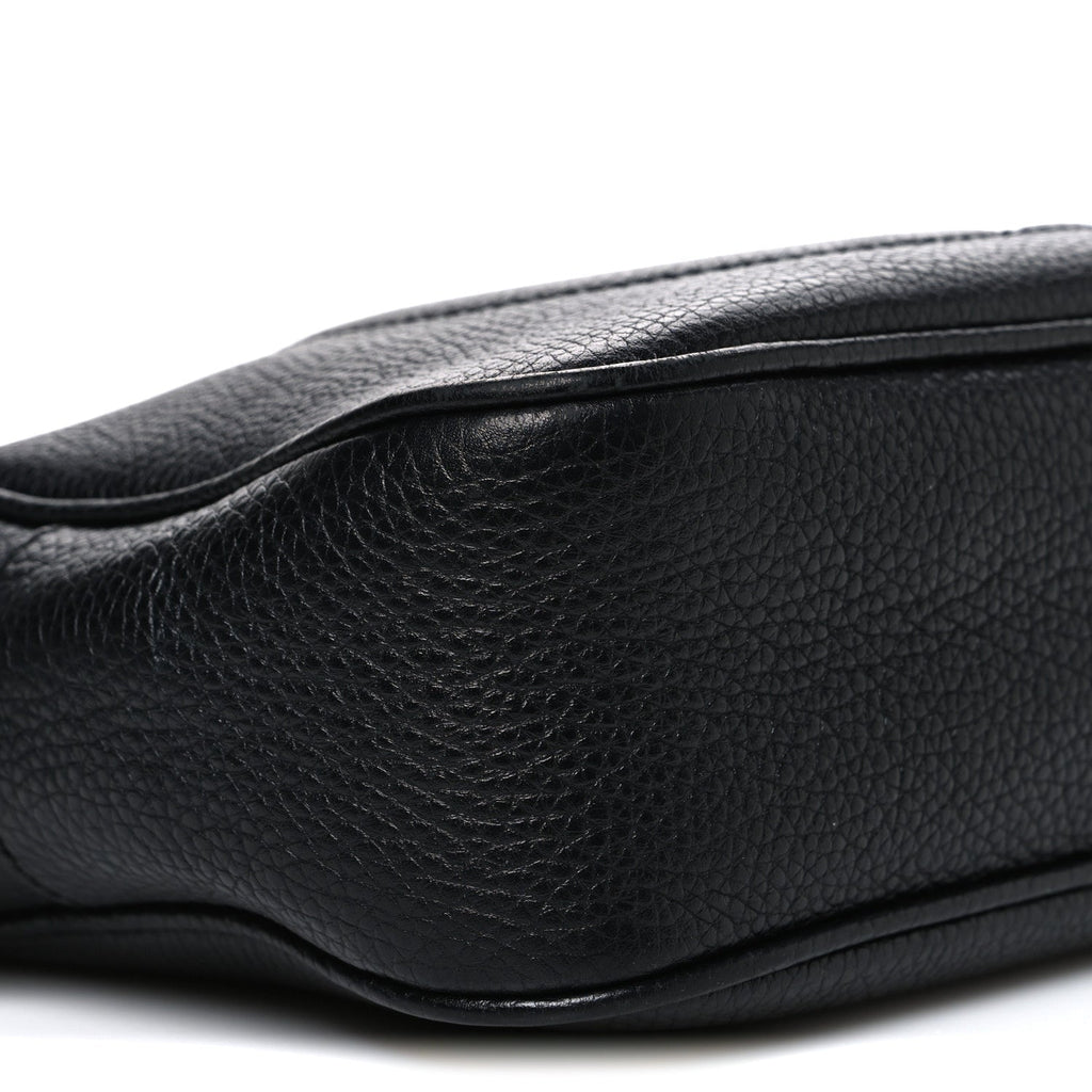 Pebbled Calfskin Small Soho Disco Bag Black