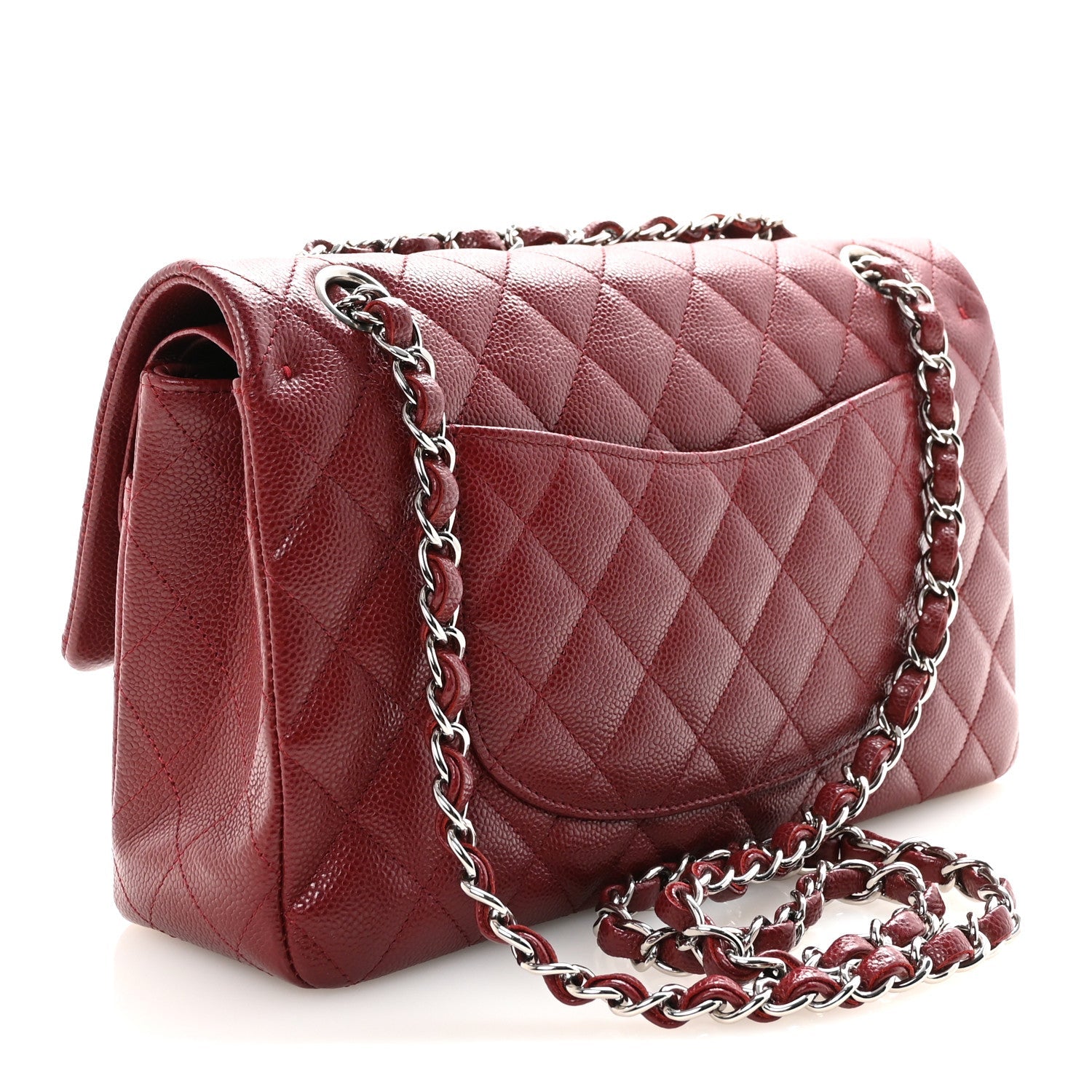 Caviar Quilted Medium Double Flap Burgundy