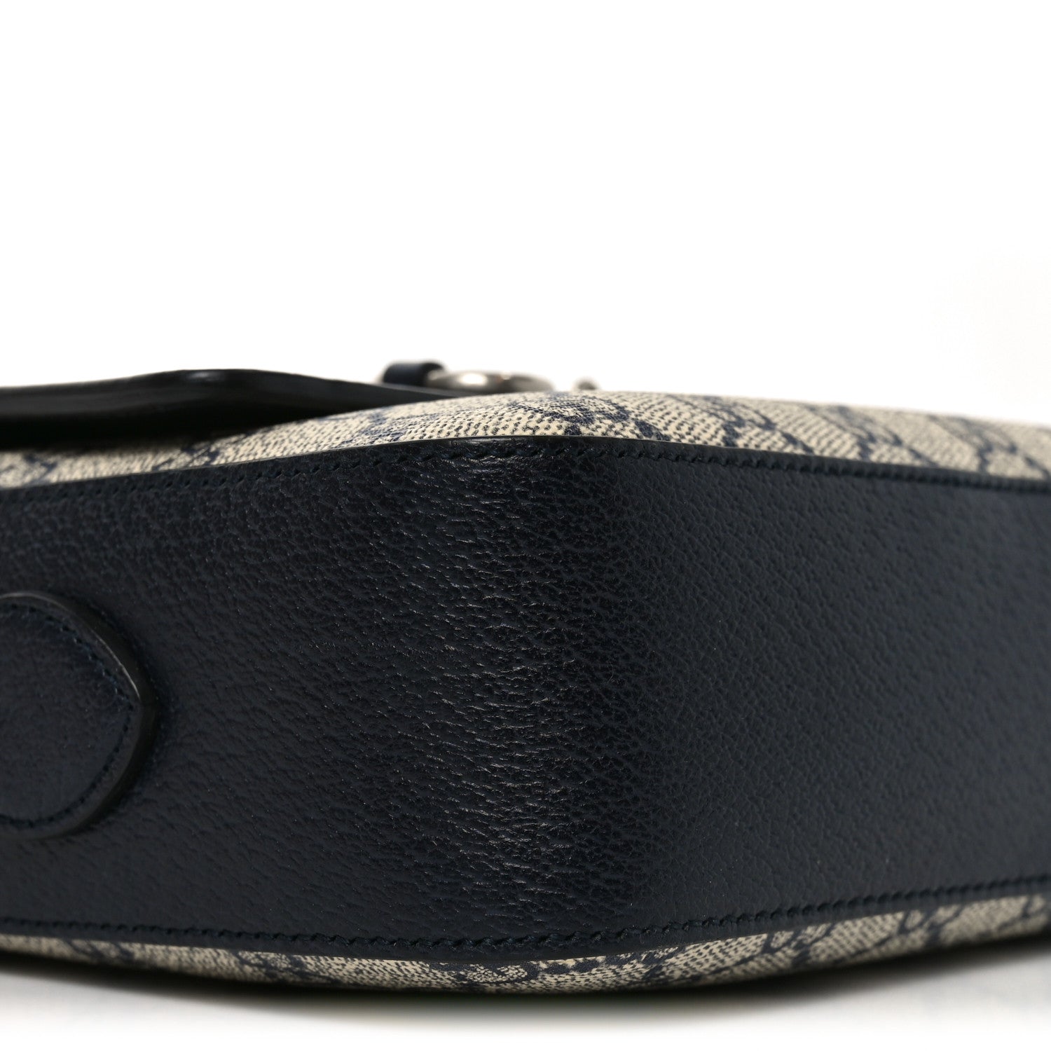 GG Supreme Monogram Textured Dollar Calfskin Small Horsebit 1955 Shoulder Bag Beige Blue