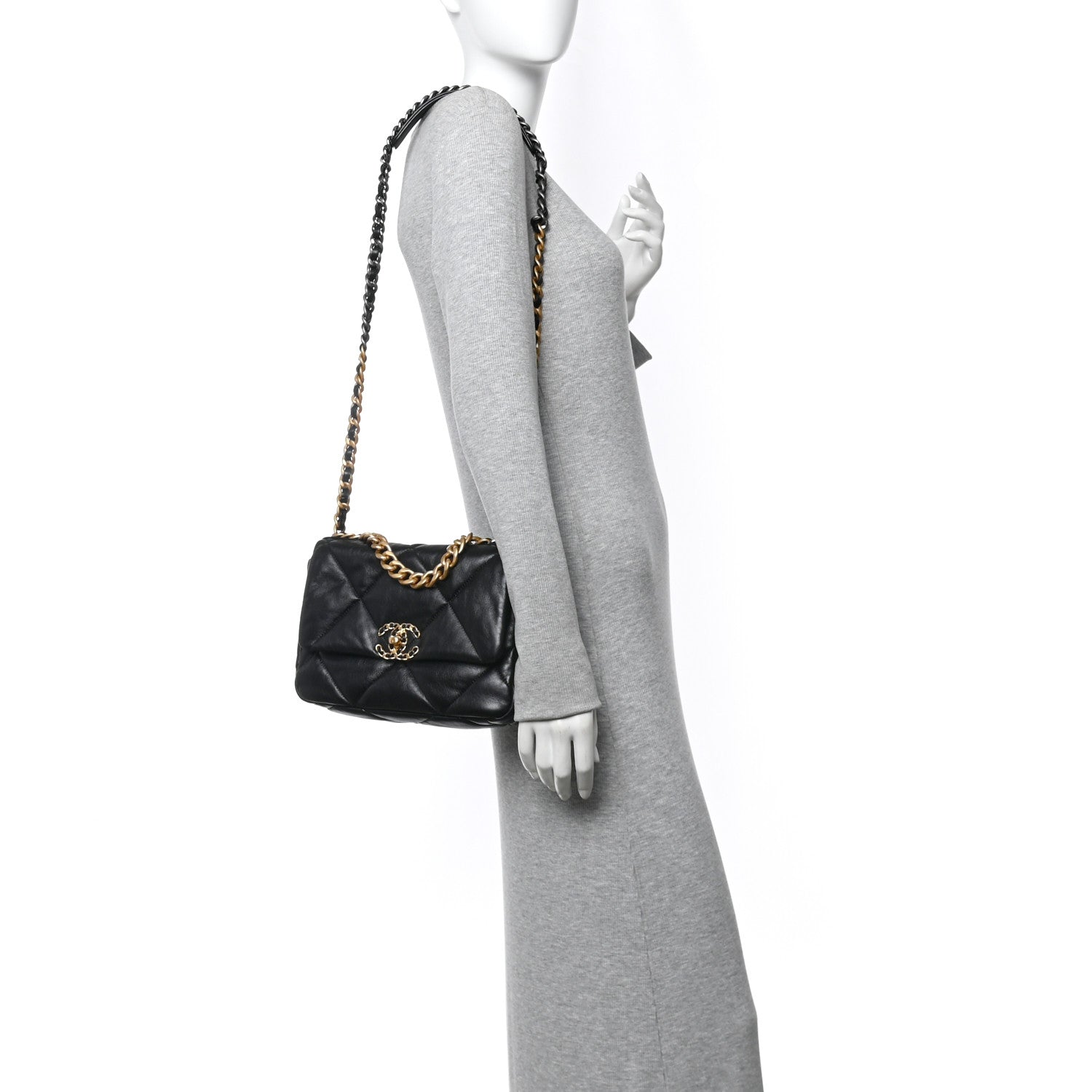 Lambskin Quilted Medium Chanel 19 Flap Black