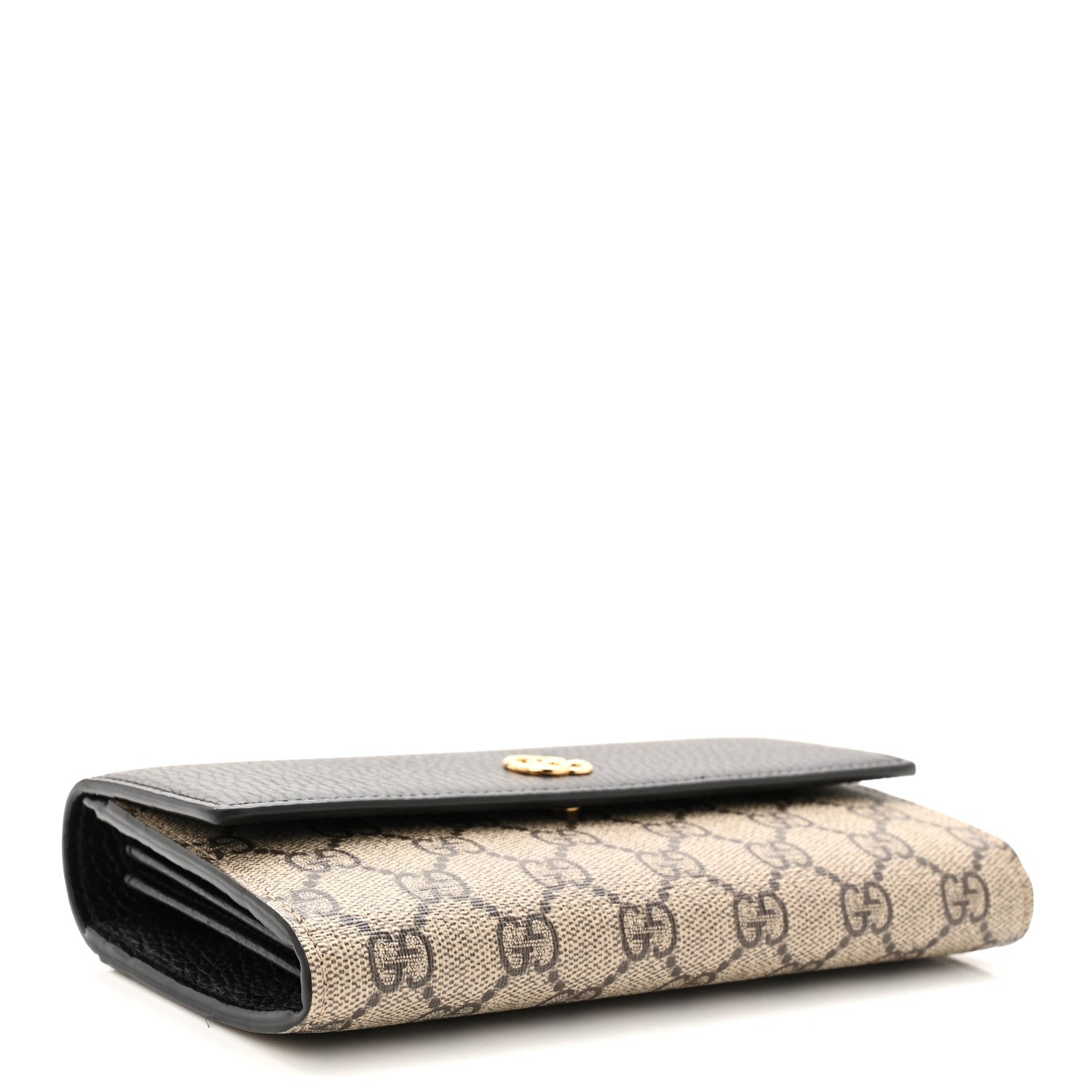 Dollar Calfskin GG Supreme Monogram Petite GG Marmont Wallet Chain Bag Black Beige Ebony