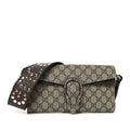 GG Supreme Web Monogram Textured Dollar Calfskin Dionysus Small Shoulder Bag Beige Ebony New Acero