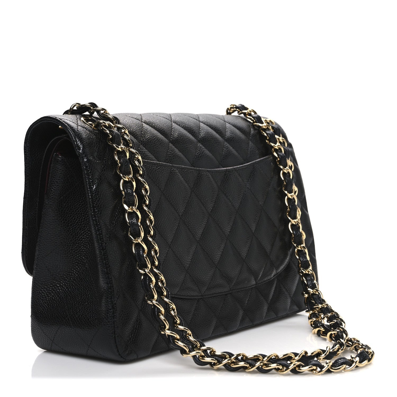 Caviar Quilted Jumbo Double Flap Black