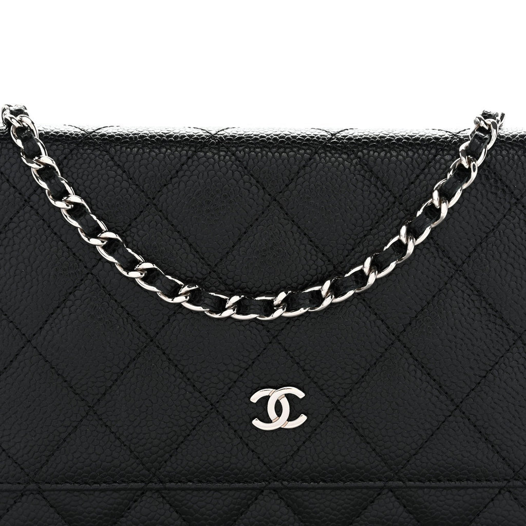 Caviar Quilted Wallet on Chain WOC Black