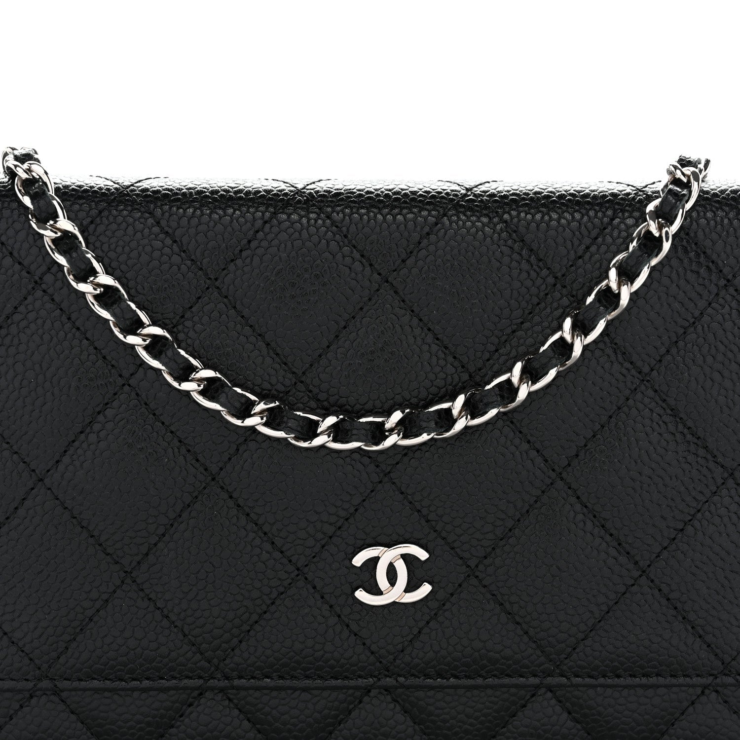 Caviar Quilted Wallet on Chain WOC Black