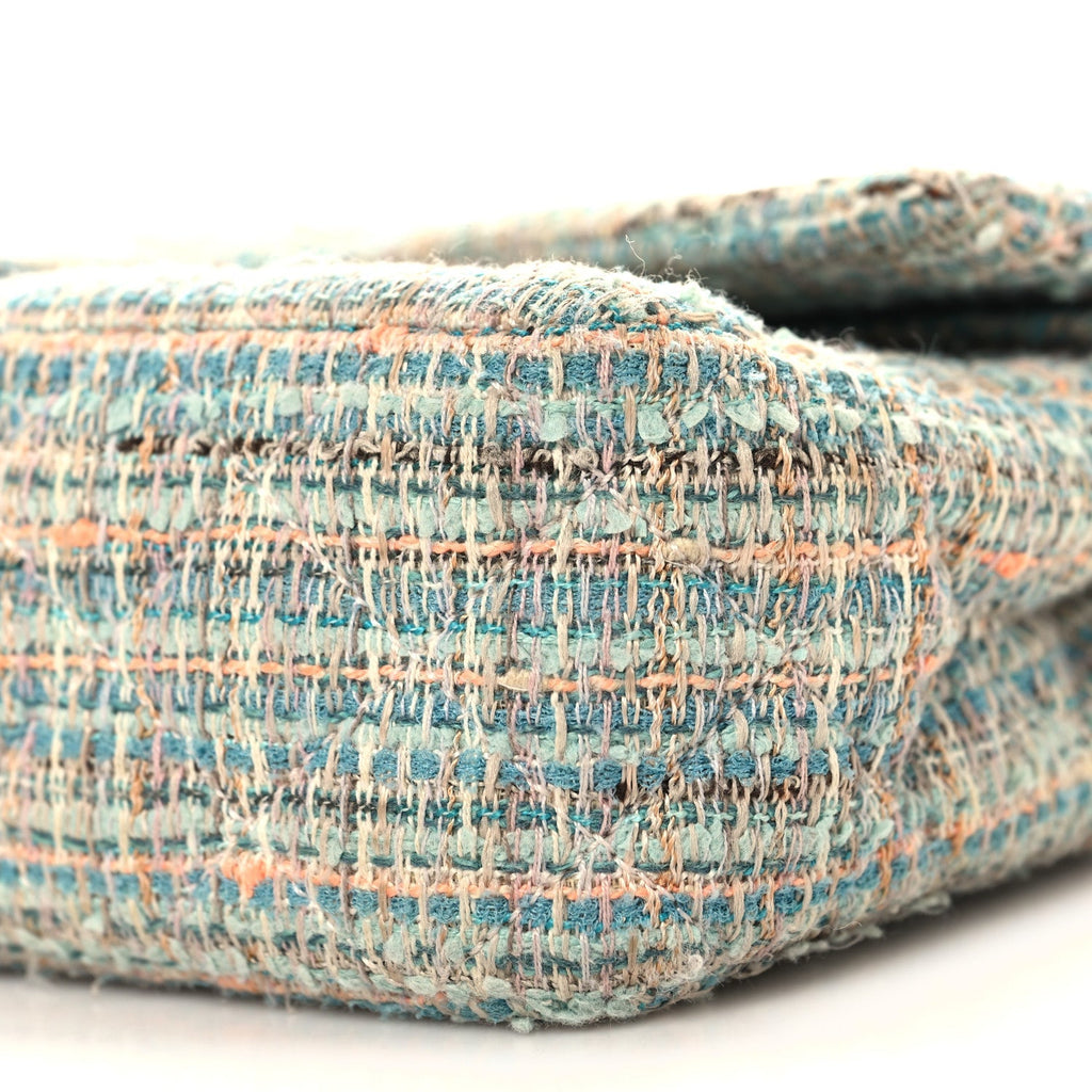 Tweed Quilted Medium Double Flap Blue Multicolor