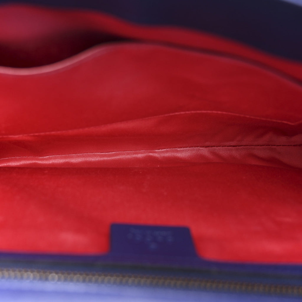 Velvet Matelasse GG Marmont Clutch Cobalt Blue