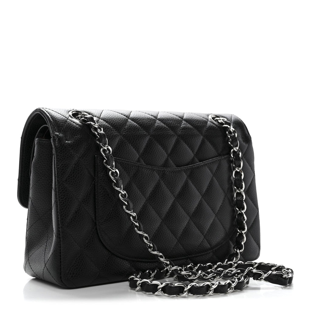 Caviar Quilted Small Double Flap Black