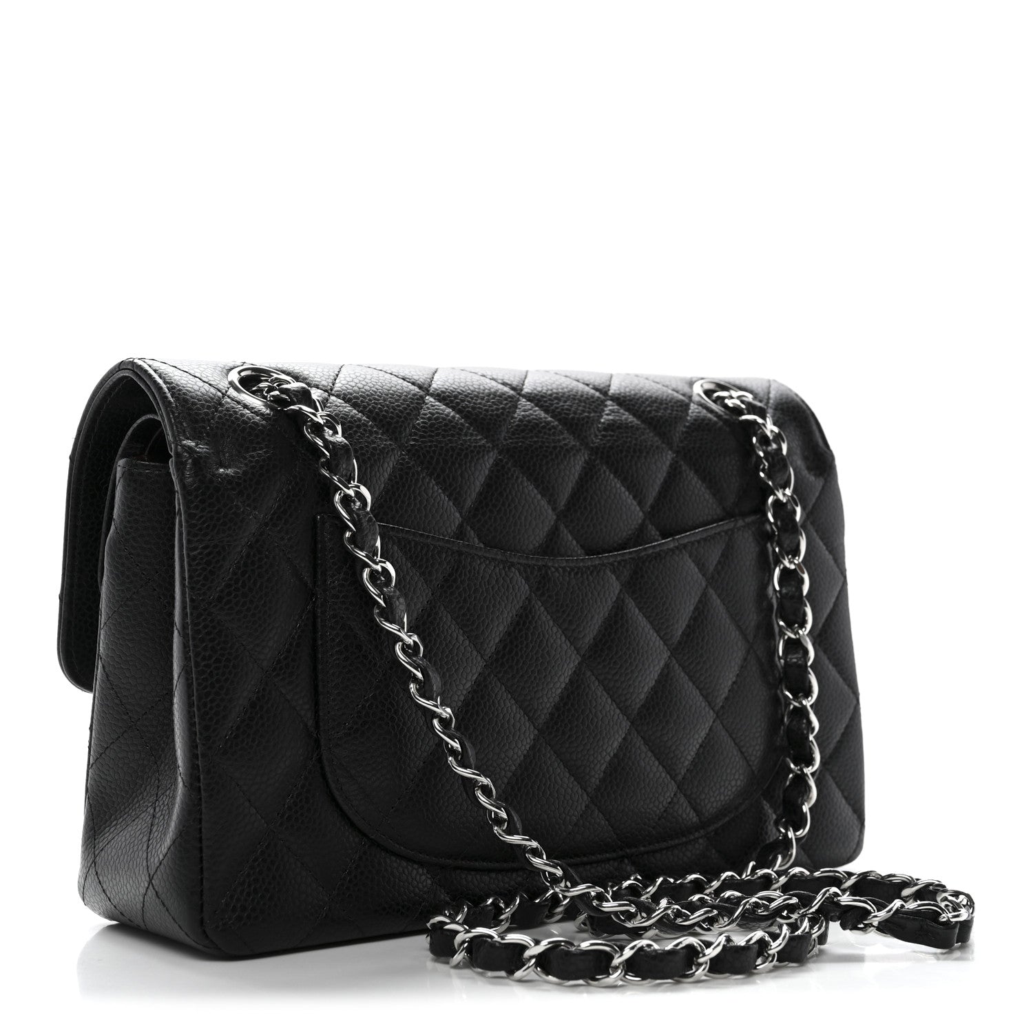Caviar Quilted Small Double Flap Black