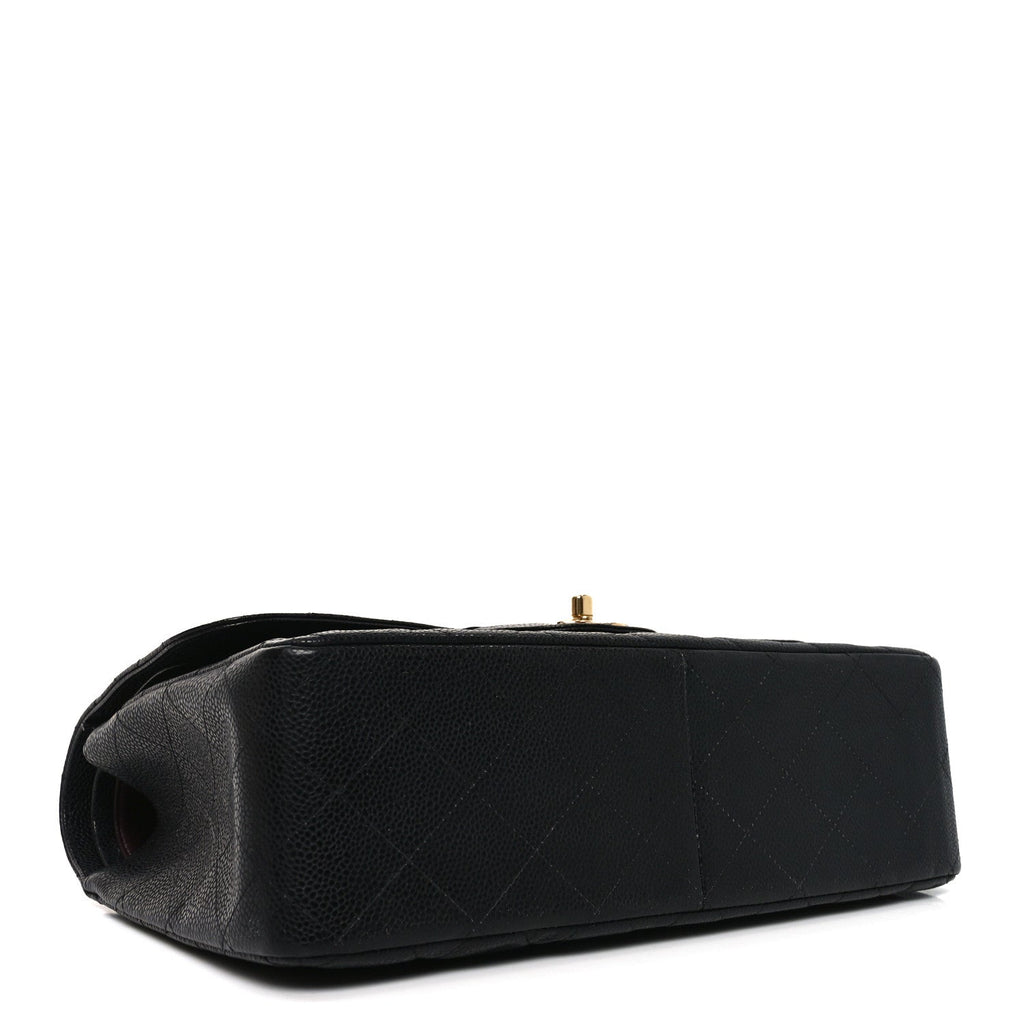 Caviar Quilted Jumbo Double Flap Black
