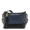 Aged Calfskin Quilted Small Gabrielle Hobo Navy Black