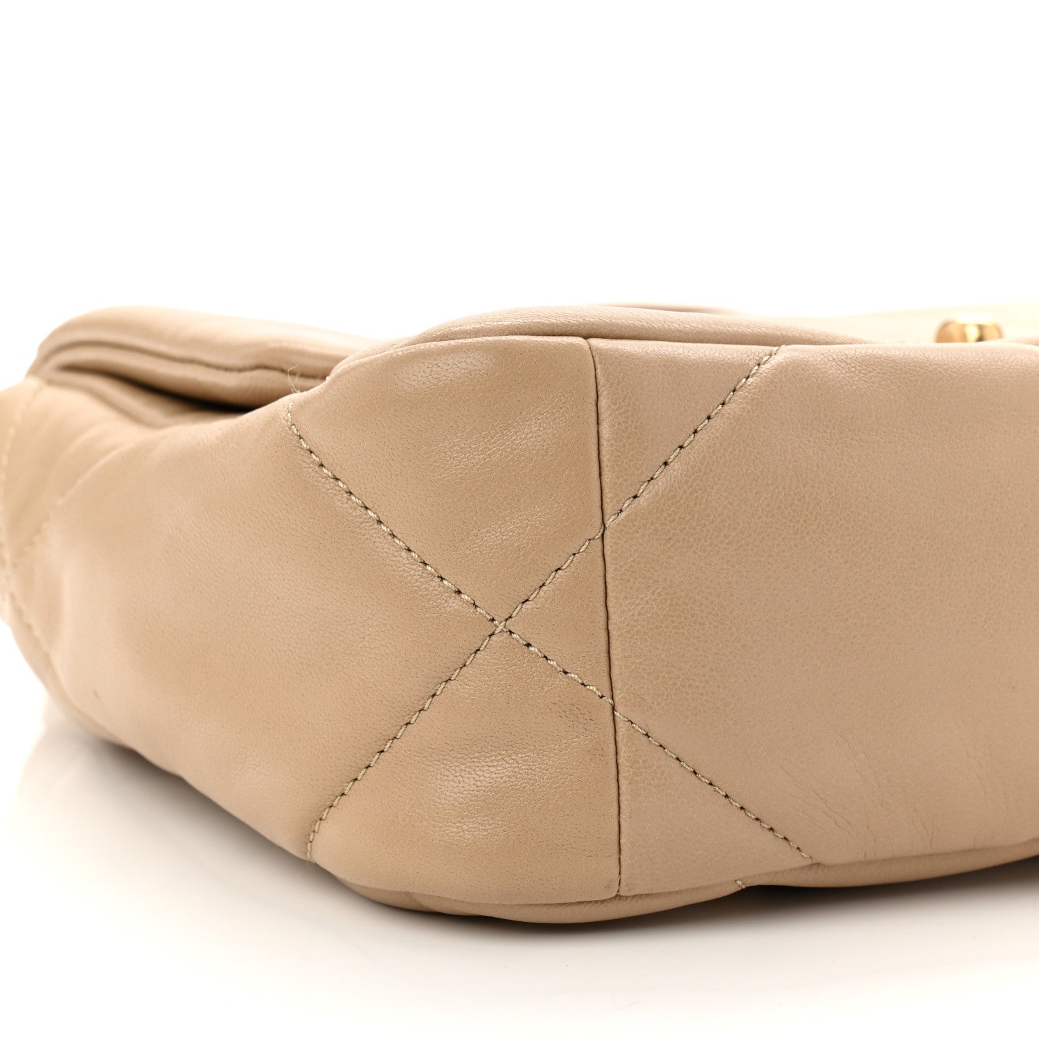 Lambskin Quilted Medium Chanel 19 Flap Dark Beige