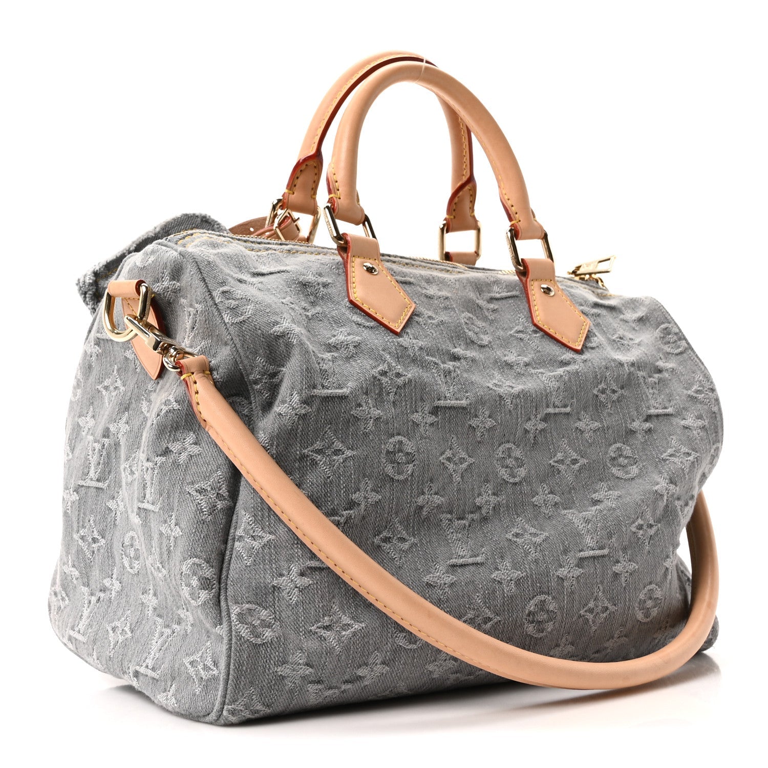 Monogram Denim Speedy Soft 30 Washed Gray