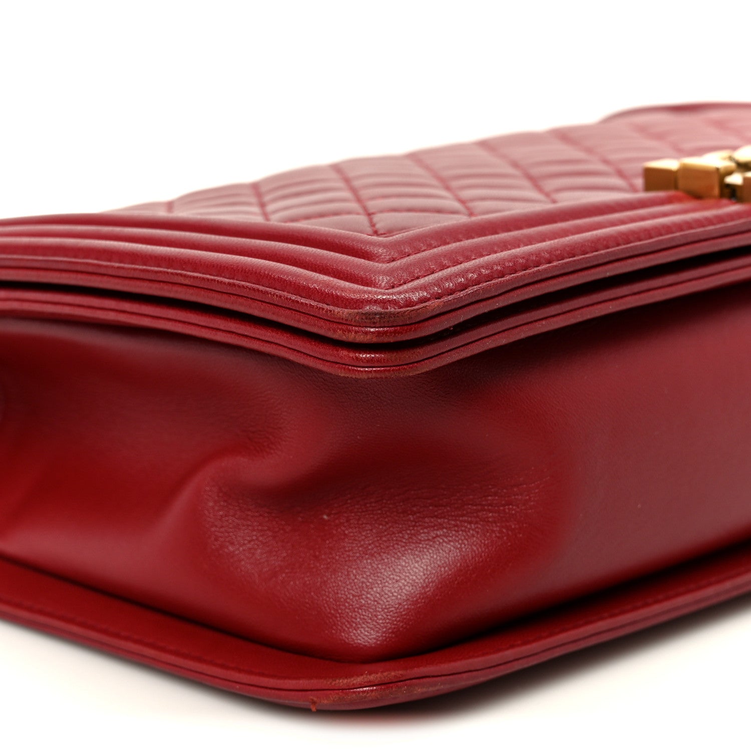 Lambskin Quilted New Medium Boy Flap Dark Red