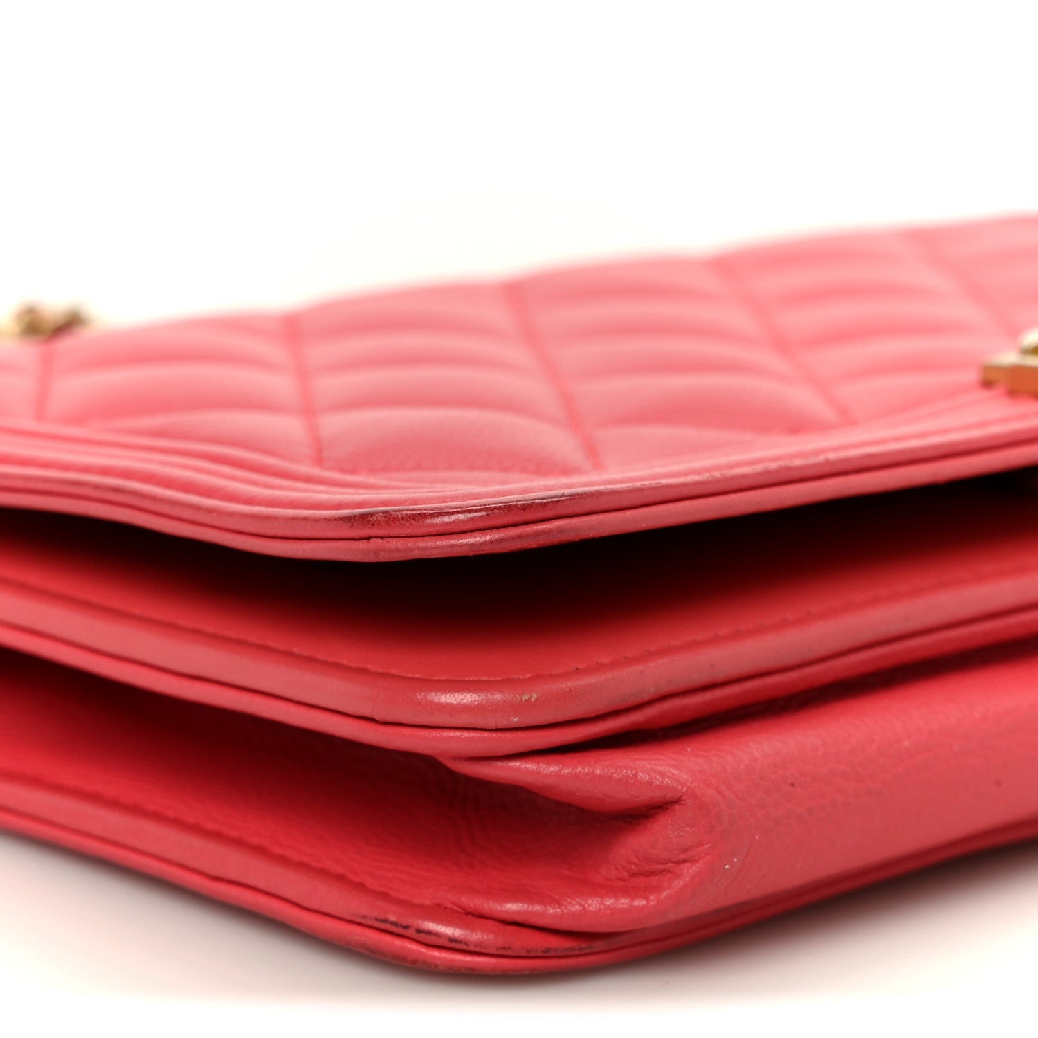 Caviar Quilted Boy Wallet On Chain WOC Dark Pink