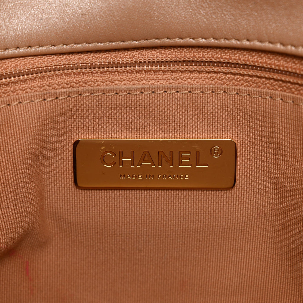 Shiny Lambskin Quilted Medium Chanel 19 Flap Beige