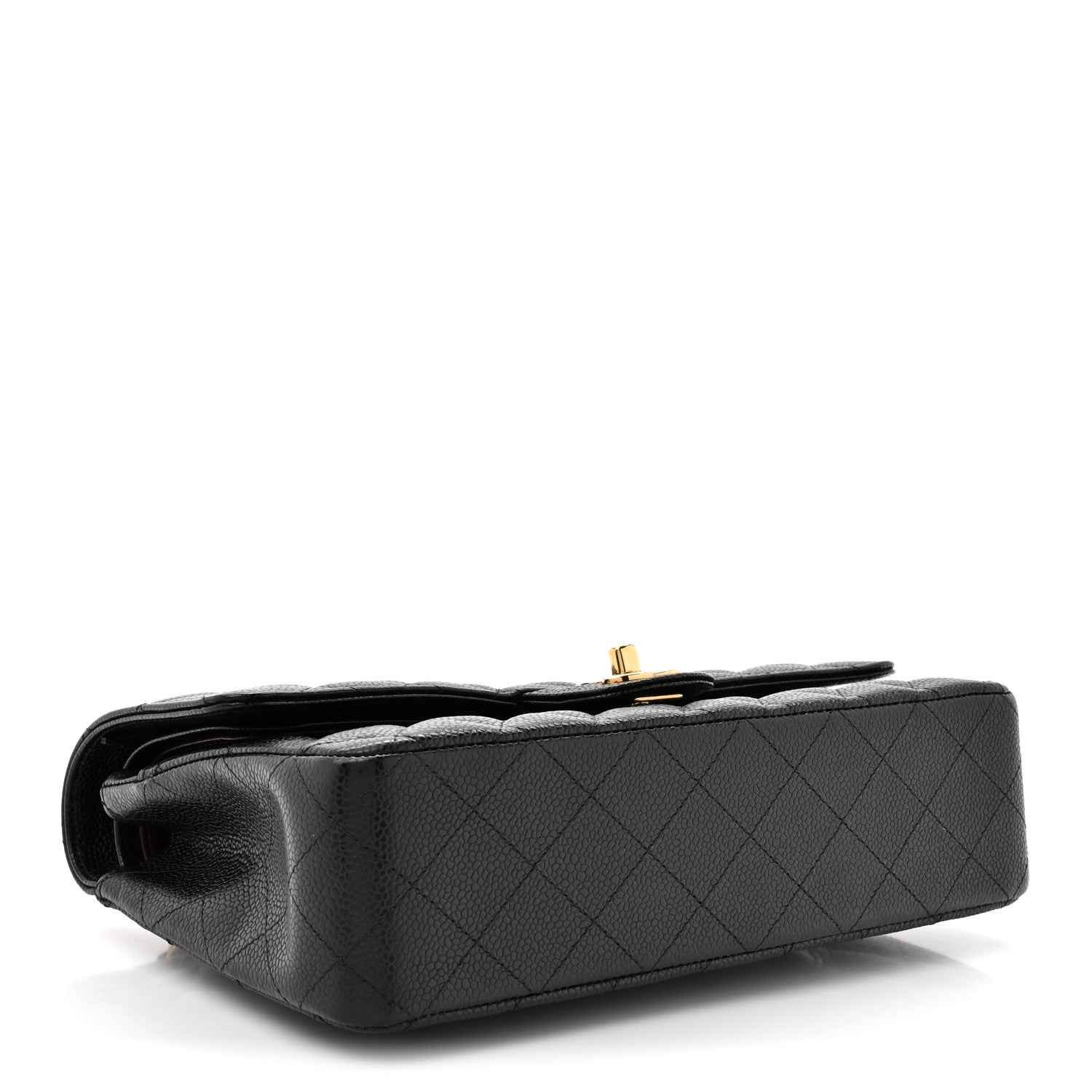 Caviar Quilted Medium Double Flap Black