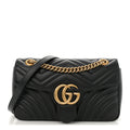 Calfskin Matelasse Small GG Marmont Shoulder Bag Black