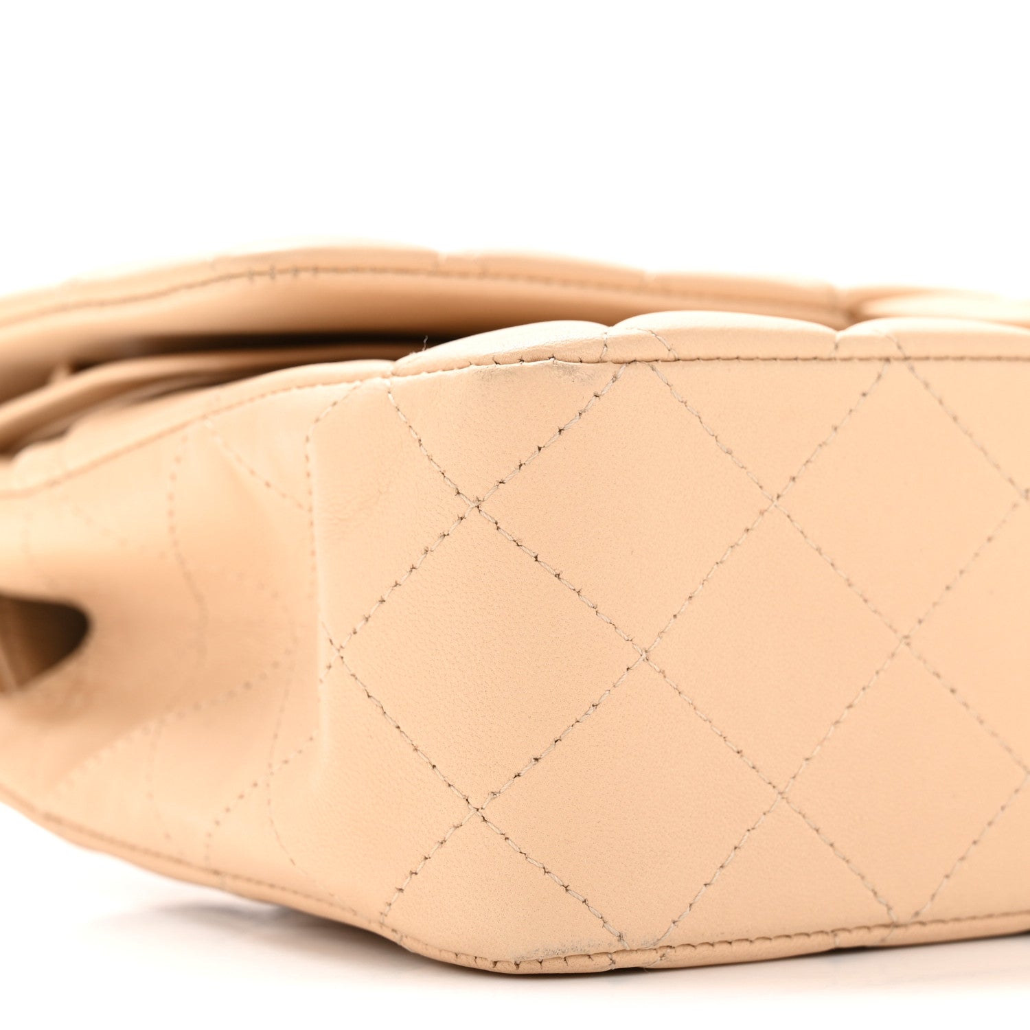 Lambskin Quilted Medium Double Flap Beige