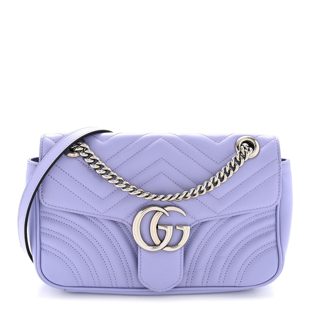Calfskin Matelasse Small GG Marmont Shoulder Bag Lapis
