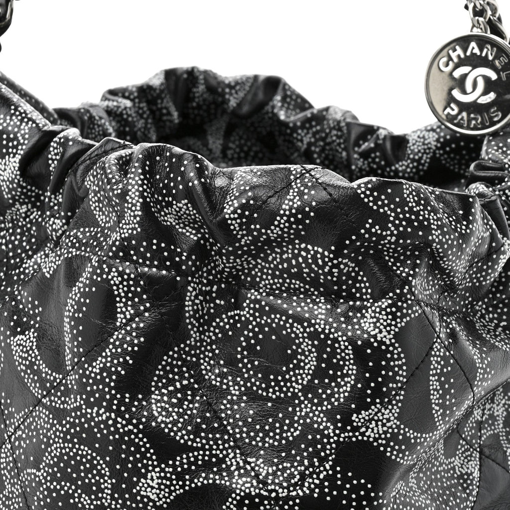 Printed Calfskin Quilted Chanel 22 Black