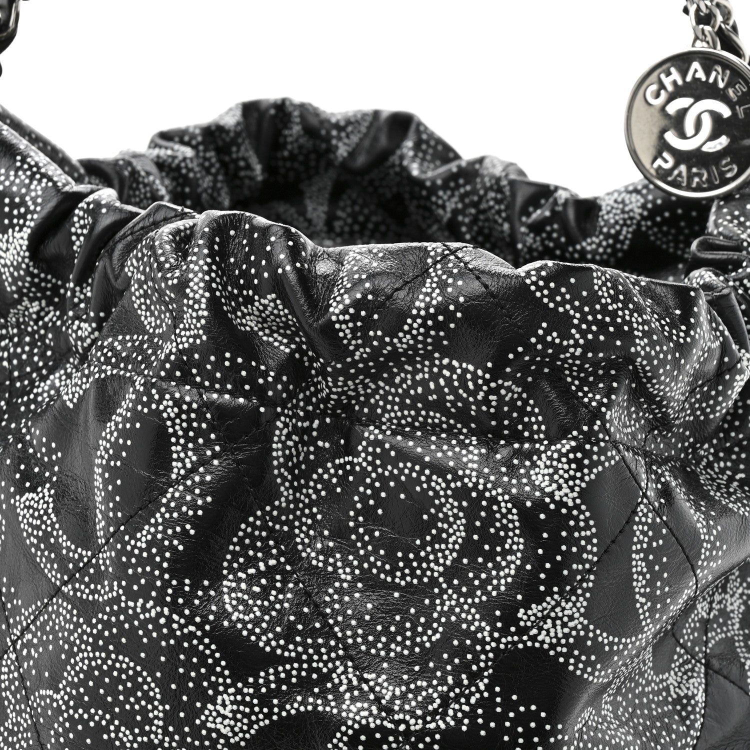 Printed Calfskin Quilted Chanel 22 Black
