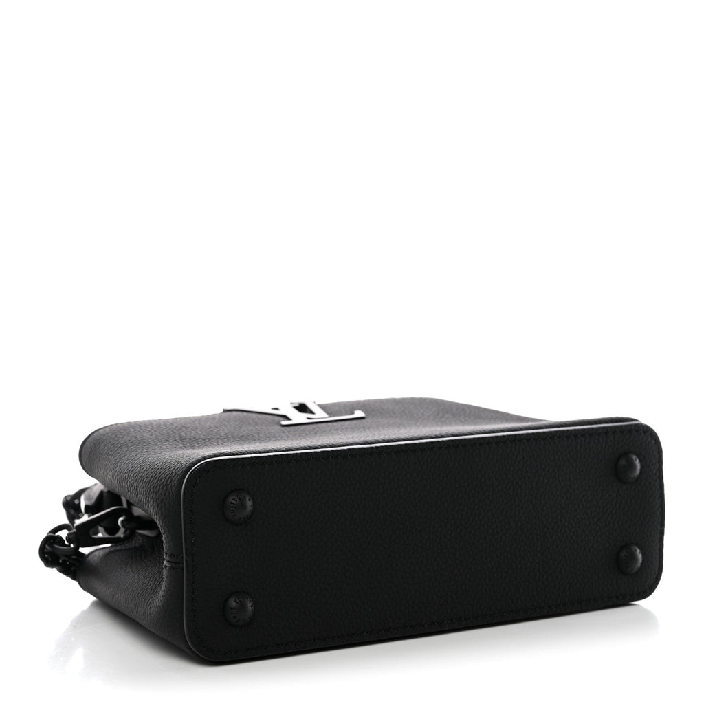 Matte Taurillon Capucines East West Mini All Black