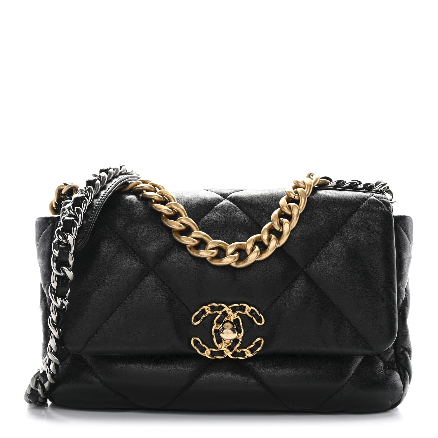 Lambskin Quilted Medium Chanel 19 Flap Black