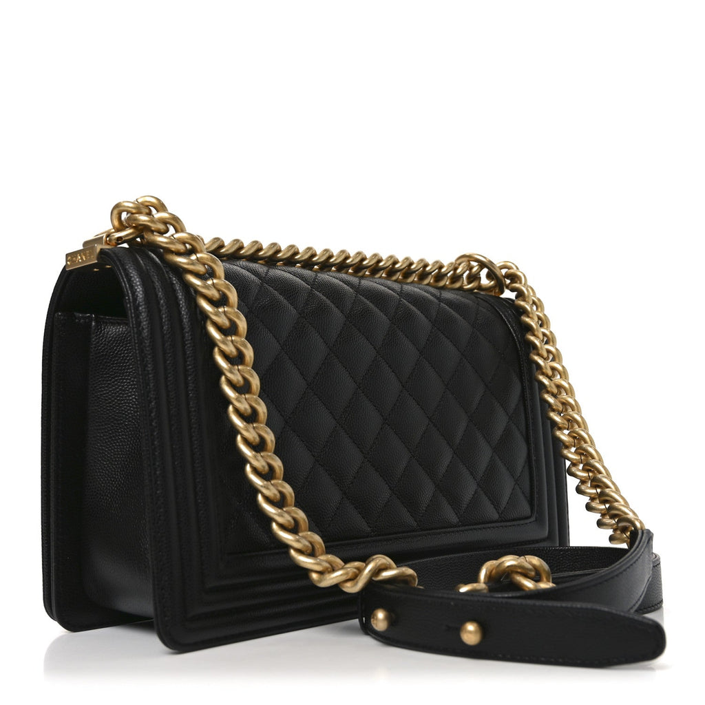 Caviar Quilted Medium Boy Flap Black