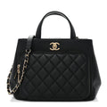 Caviar Quilted Small Business Affinity Shopping Bag Black