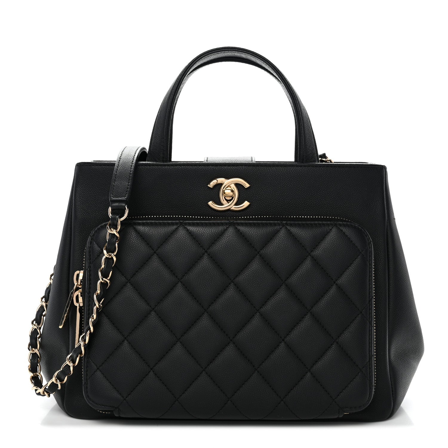 Caviar Quilted Small Business Affinity Shopping Bag Black